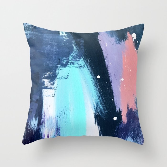 Playful [3]: A Bold Abstract Piece In Vibrant Blues, Pink, Purple And White Throw Pillow by Alyssa Hamilton Art - Cover (20" x 20") With Pillow Insert - Indoor Pillow - Image 0