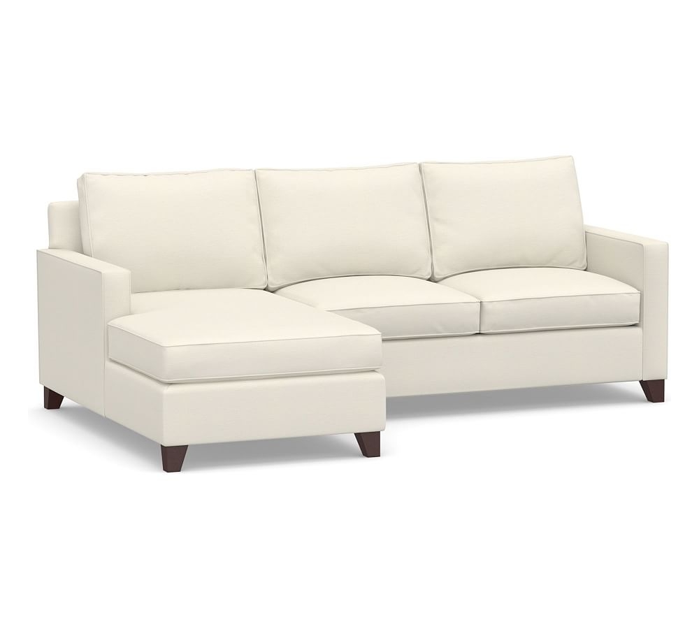 Cameron Square Arm Upholstered Right Arm Sofa with Chaise Sectional, Polyester Wrapped Cushions, Textured Twill Ivory - Image 0