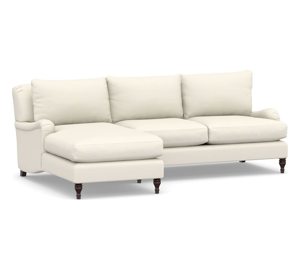 Carlisle Upholstered Right Arm Sofa with Chaise Sectional, Down Blend Wrapped Cushions, Textured Twill Ivory - Image 0