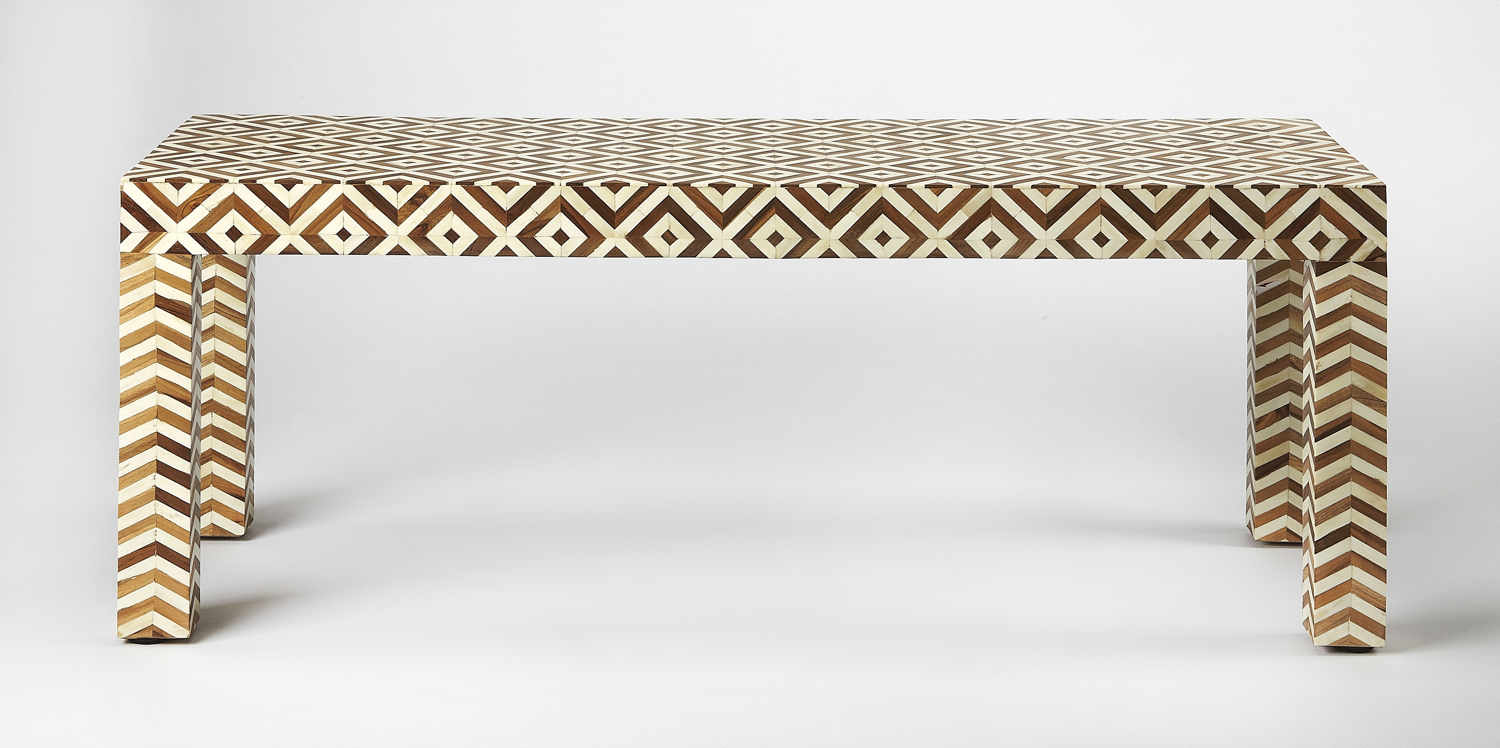 Crispin Wood & Bone Inlay Bench - Image 2