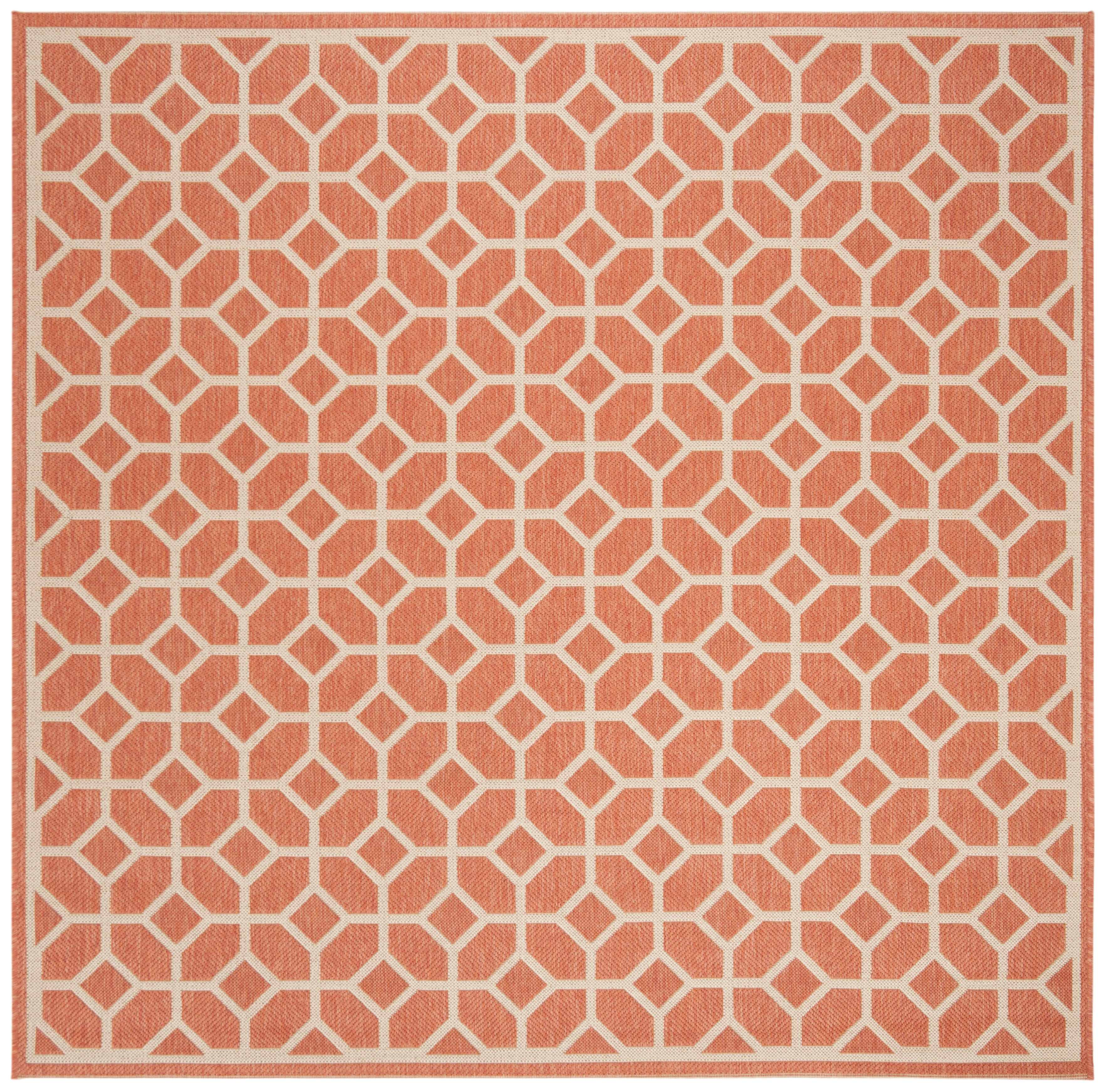 Arlo Home Indoor/Outdoor Woven Area Rug, LND127P, Rust/Cream,  6' 7" X 6' 7" Square - Image 0
