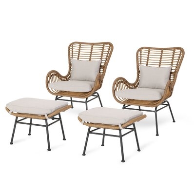 Freetown Wicker Lounge Chair and Ottoman - Image 0