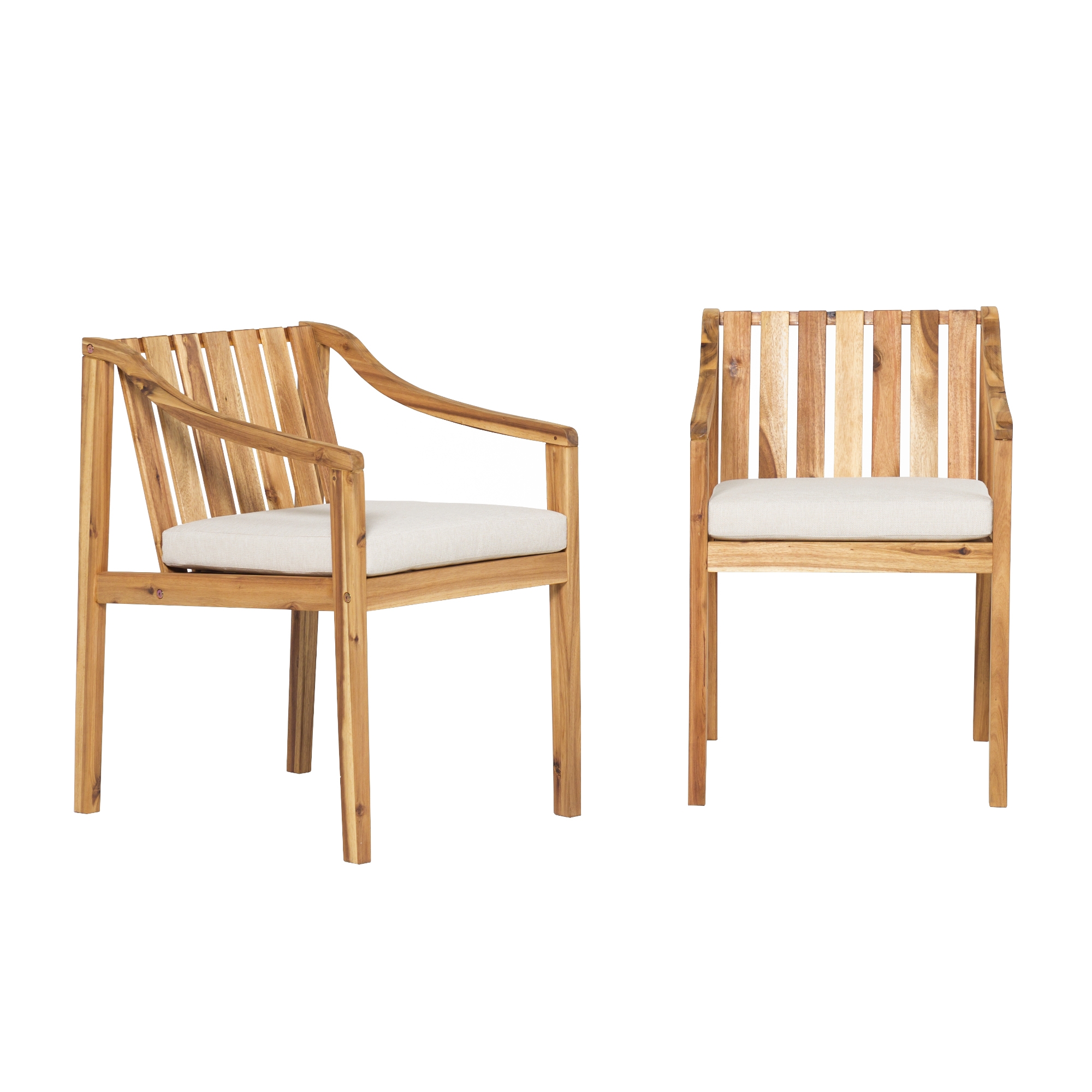 Solid Wood Outdoor Curved Arm Dining Chair (set of 2) - Natural - Image 5