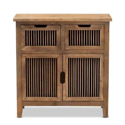 Cem Rustic Transitional Medium Oak Finished 2-Door And 2-Drawer Wood Spindle Accent Storage Cabinet - Image 0