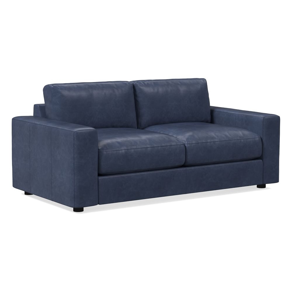 Urban 73" Sofa, Poly Fill, Ludlow Leather, Navy - Image 0