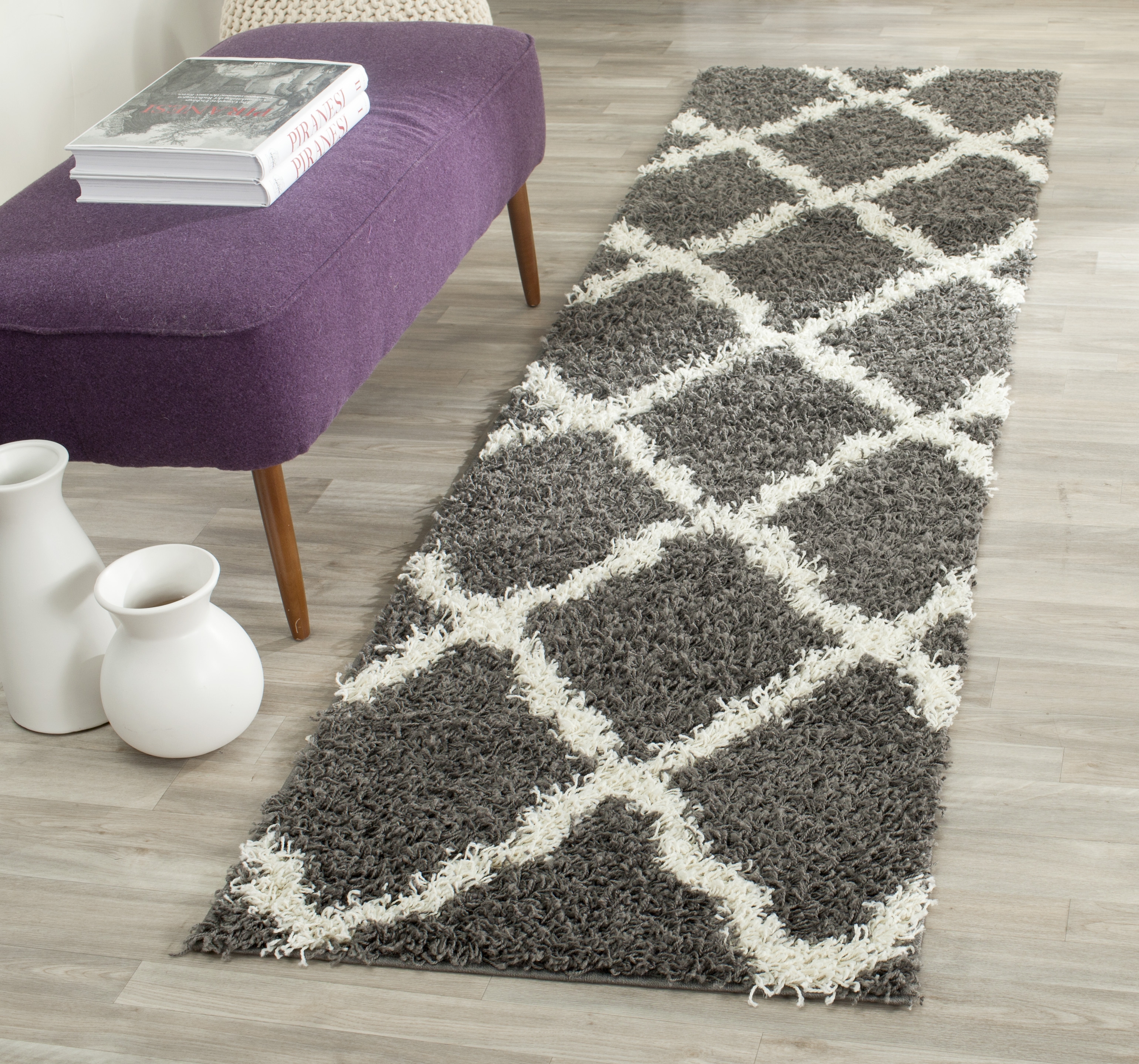 Arlo Home Woven Area Rug, SGD257A, Dark Grey/Ivory,  2' 3" X 10' - Image 1