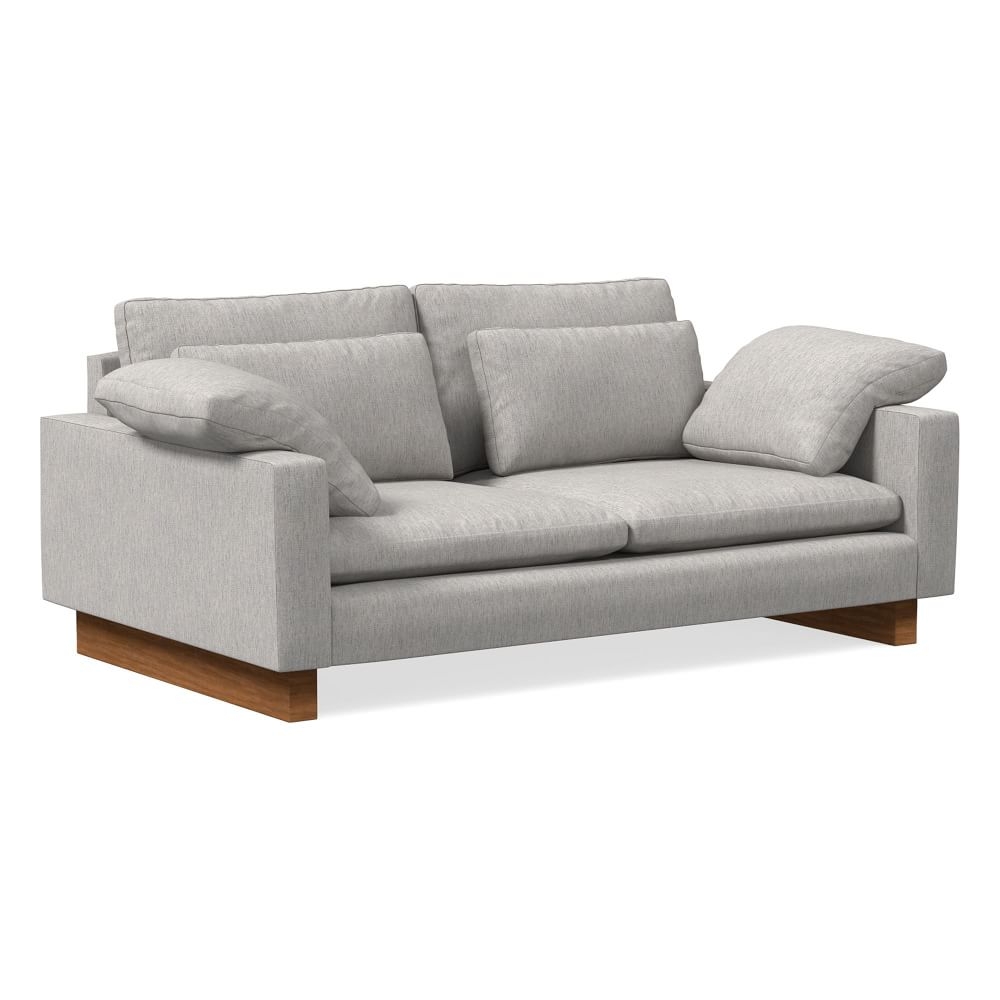 Harmony XL 76" Multi-Seat Sofa, Performance Coastal Linen, Storm Gray, Dark Walnut - Image 0