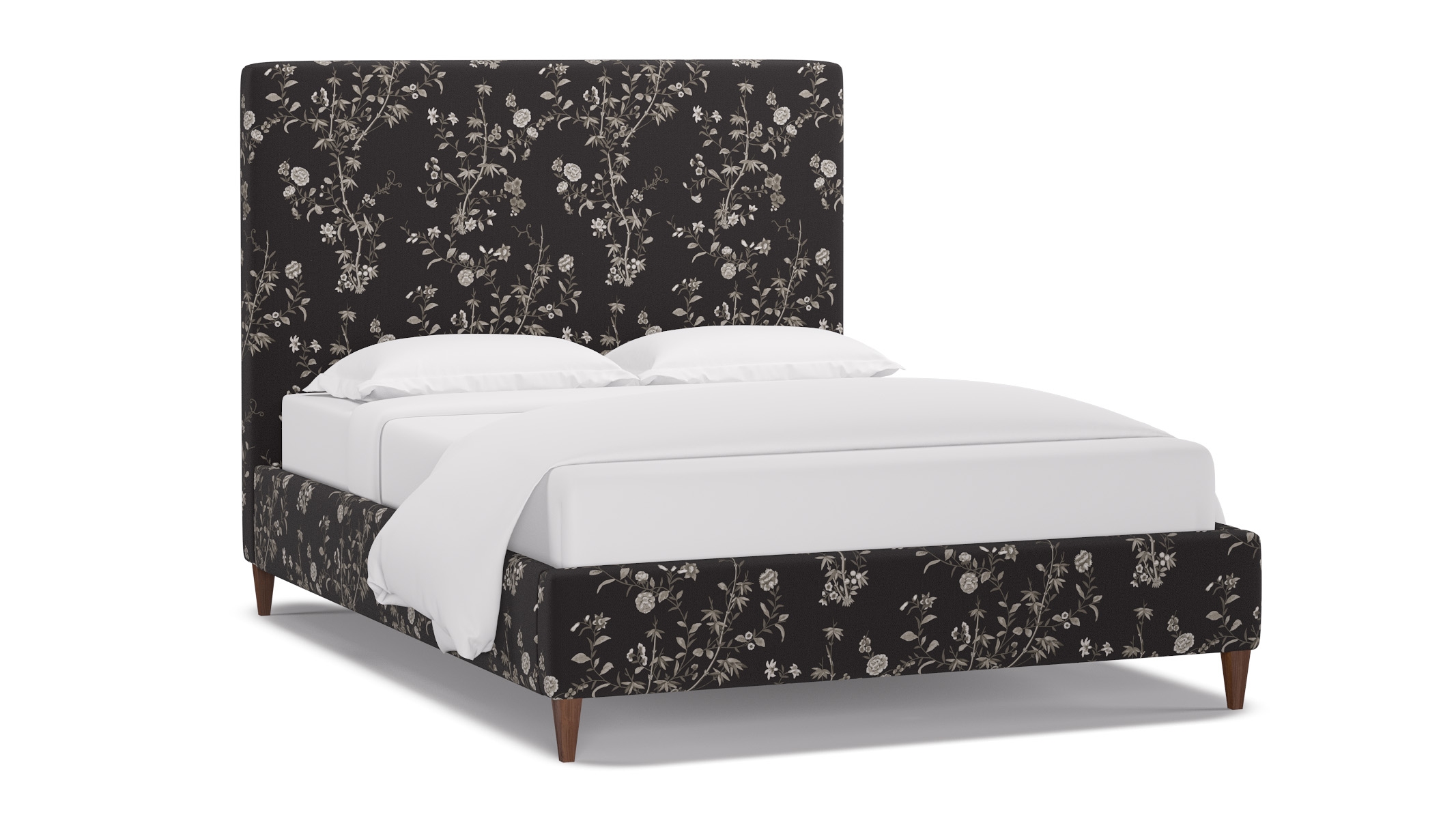 Classic Bed, Black Bamboo Garden, Walnut Square Tapered Leg, Queen - Image 1