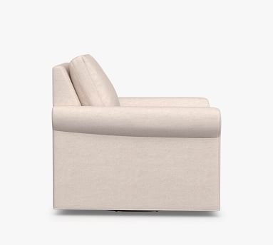 Sanford Roll Arm Upholstered Swivel Armchair, Polyester Wrapped Cushions, Park Weave Ash - Image 2