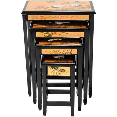 Gold Lacquer Nesting Tables - Cranes - Image 0