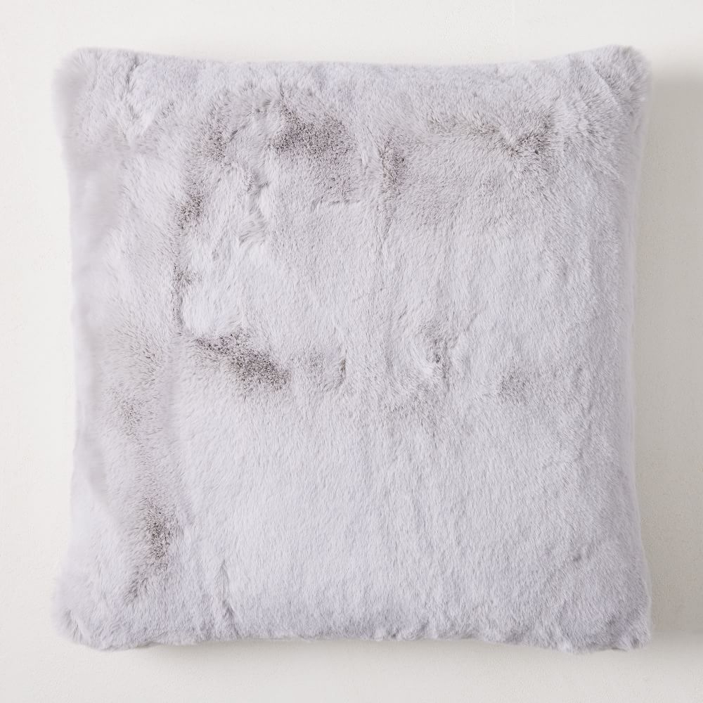 Faux Fur Chinchilla Pillow Cover, 20"x20", Frost Gray - Image 0