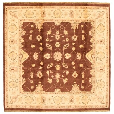 One-of-a-Kind Hand-Knotted New Age 6'8" Square Wool Area Rug in Brown/Cream - Image 0