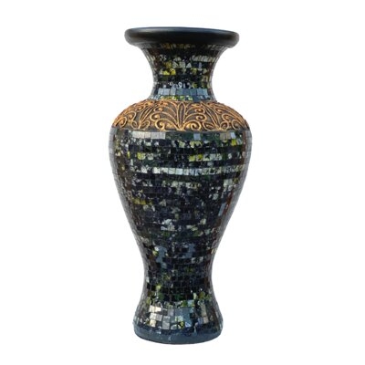 Aref Green/Gold/Black 23.6" Terracotta Table Vase - Image 0