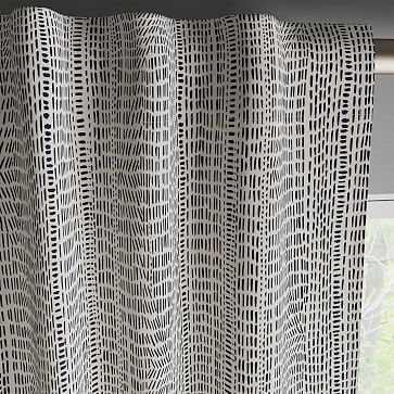 Cotton Canvas Bomu Curtain, Set of 2, Midnight, 48"x84" - Image 3