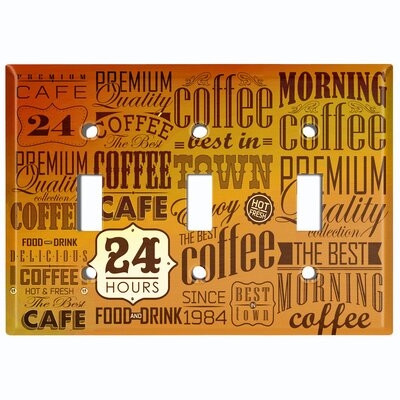 Metal Light Switch Plate Outlet Cover (Coffee Diner Sign Copper White - Triple Toggle) - Image 0