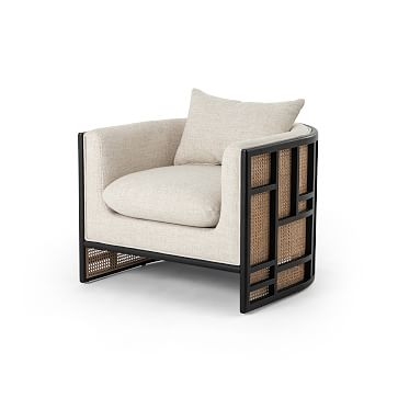 Upholstered Grid Back Chair, Black - Image 0