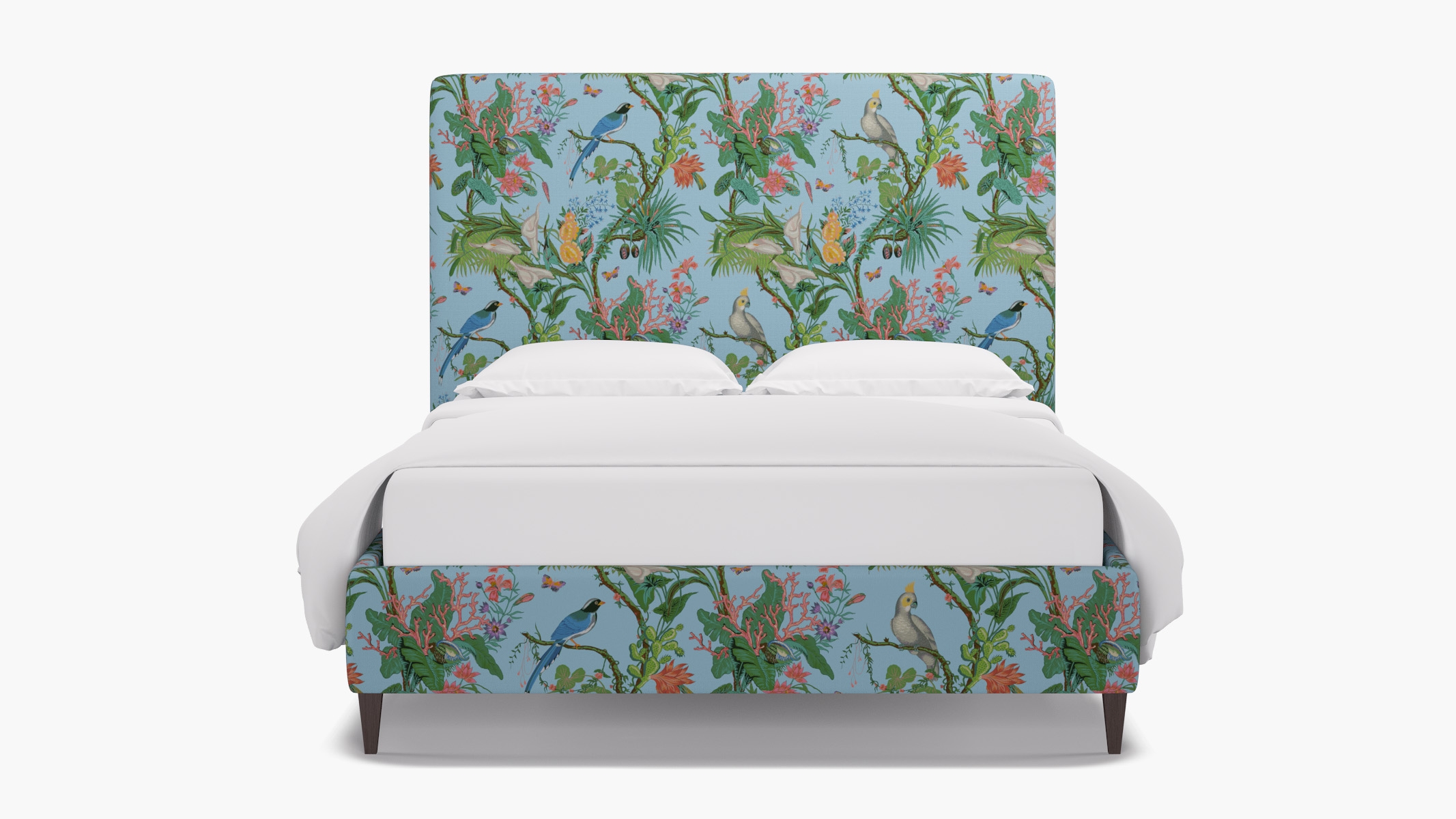 Classic Bed, Sky Cinque Terra, Espresso Square Tapered Leg, Queen - Image 0