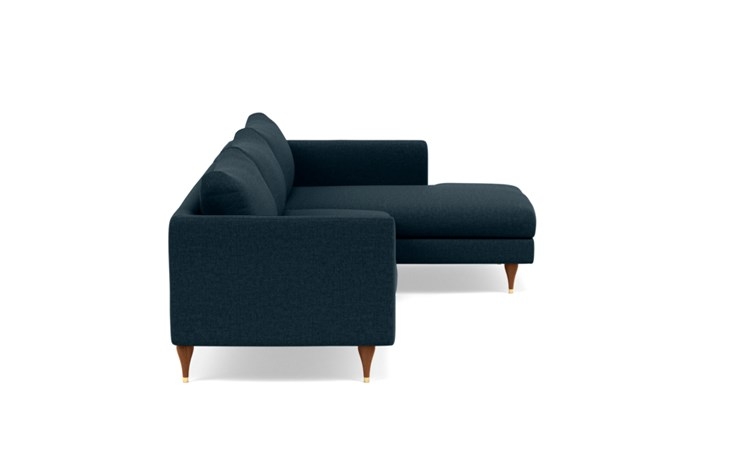 Owens Right Sectional with Blue Union Fabric, extended chaise, and Oiled Walnut with Brass Cap legs - Image 2