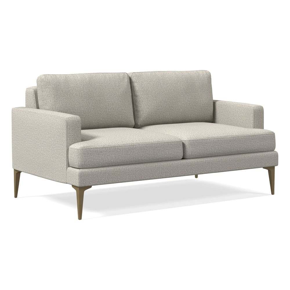 Andes 60" Multi-Seat Sofa, Petite Depth, Twill, Dove, Brass - Image 0