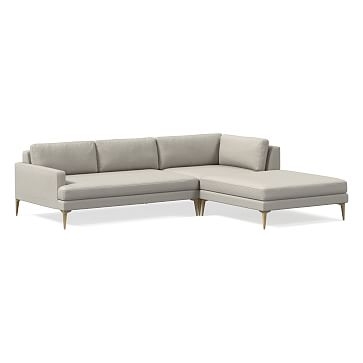 Andes Sectional Set 21: XL Left Arm 2.5 Seater Sofa, XL Corner, XL Ottoman, Poly, Twill, Dove, Blackened Brass - Image 0