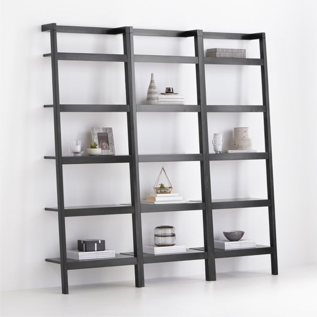 Sawyer Black Leaning 24.5'' Bookcases, Set of 3 - Image 0