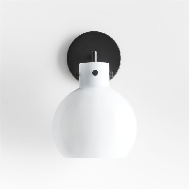Dakota Black Sconce Light with Small Milk White Glass Globe - Image 0