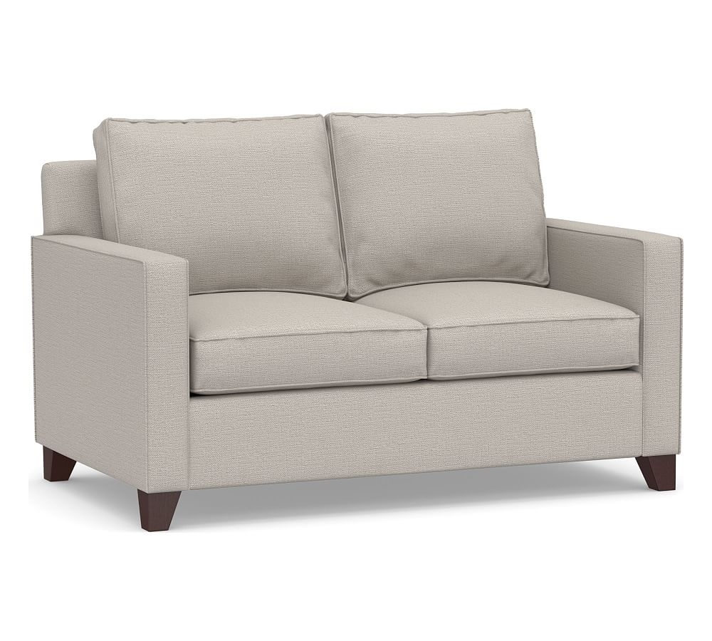 Cameron Square Arm Upholstered Loveseat, Polyester Wrapped Cushions, Chunky Basketweave Stone - Image 0