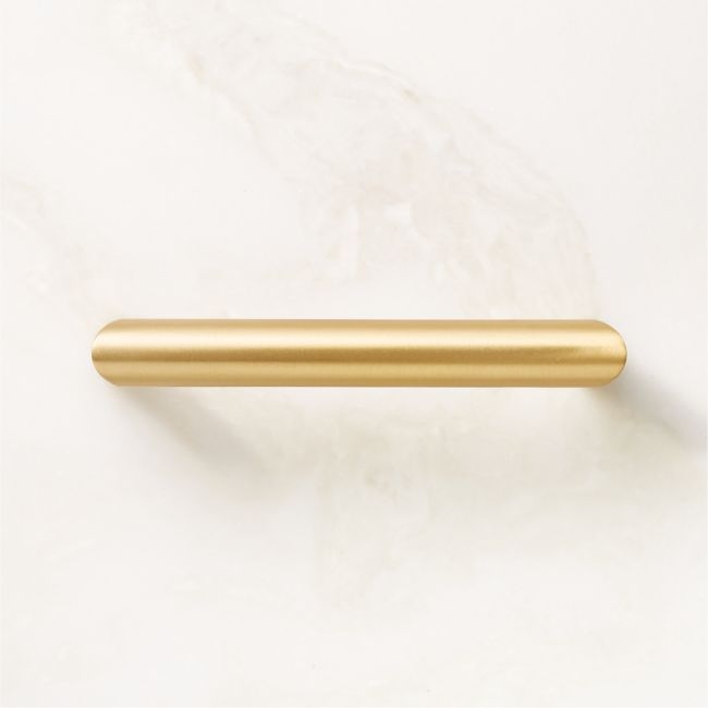 Curveaux Curved Brushed Brass Cabinet Handle 4'' - Image 0
