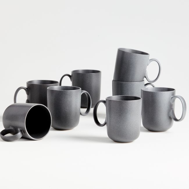 Wren 14-oz. Matte Dark Grey Mugs, Set of 8 - Image 0