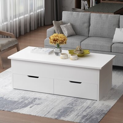 Coffee Table Lift Top Wood Home Living Room Modern Lift Top 2 Drawers Storage Coffee Table W/Hidden Compartment Lift Tabletop Furniture - Image 0
