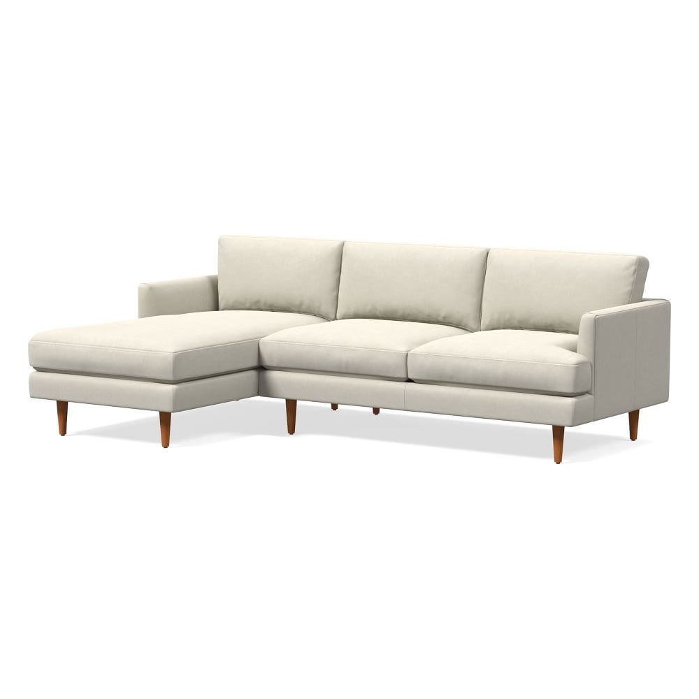 Haven Loft 99" Left 2-Piece Chaise Sectional, Sauvage Leather, Chalk, Pecan - Image 0