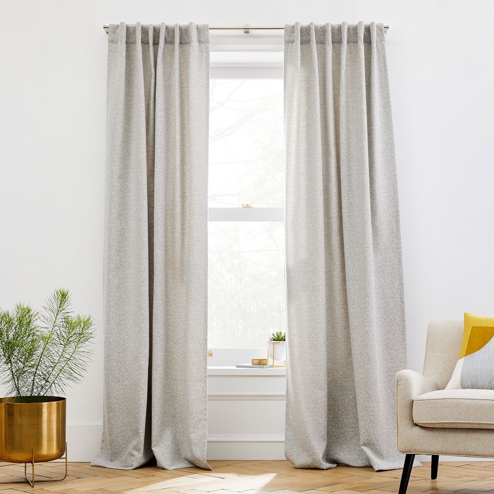 Dash Jacquard Curtain, Pearl Gray, 48"x108" - Image 0
