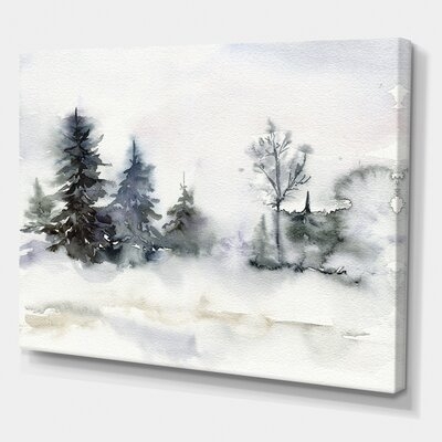 Christmas Minimalistic Forest Landscape And Snow - Lake House Canvas Wall Art Print-PT37247 - Image 0