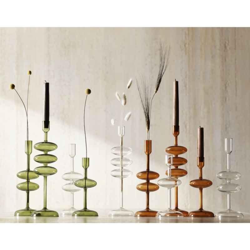 Venezia Clear Glass Taper Candle Holders, Set of 3 - Image 2