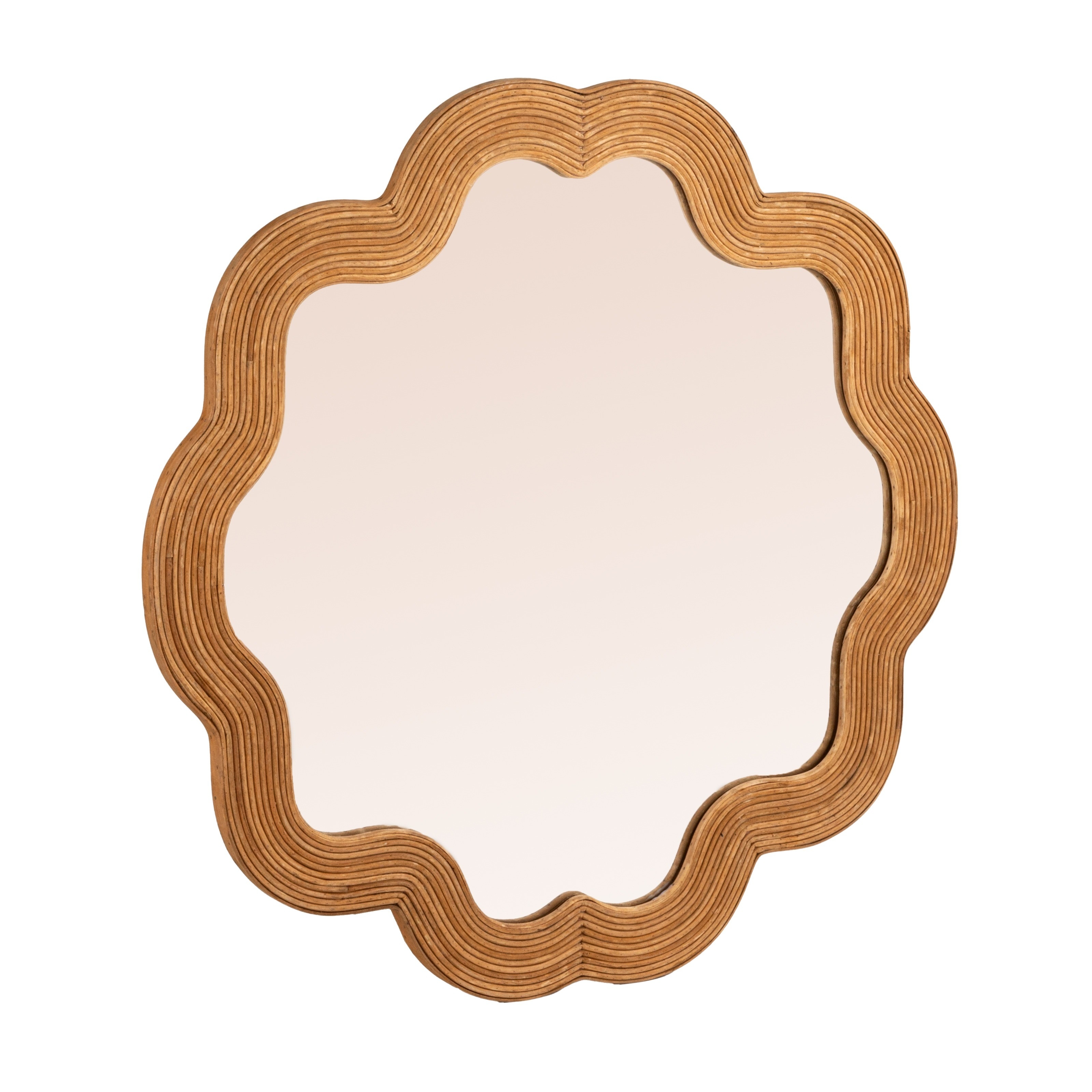 Scalloped Rattan Framed Wall Mirror - Image 0