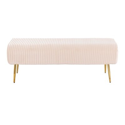 Mutlu Glam Pleated Bench In Gold Steel And Black Velvet By Everly Quinn - Image 0