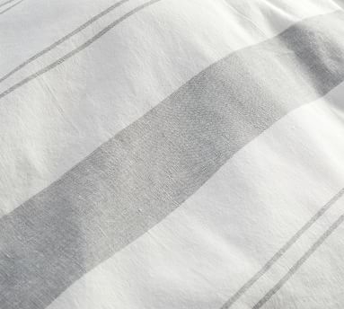 Serene Stripe Hemp Cotton Blend Duvet Cover, King/Cal King, Undyed Natural/Misty Grey - Image 1