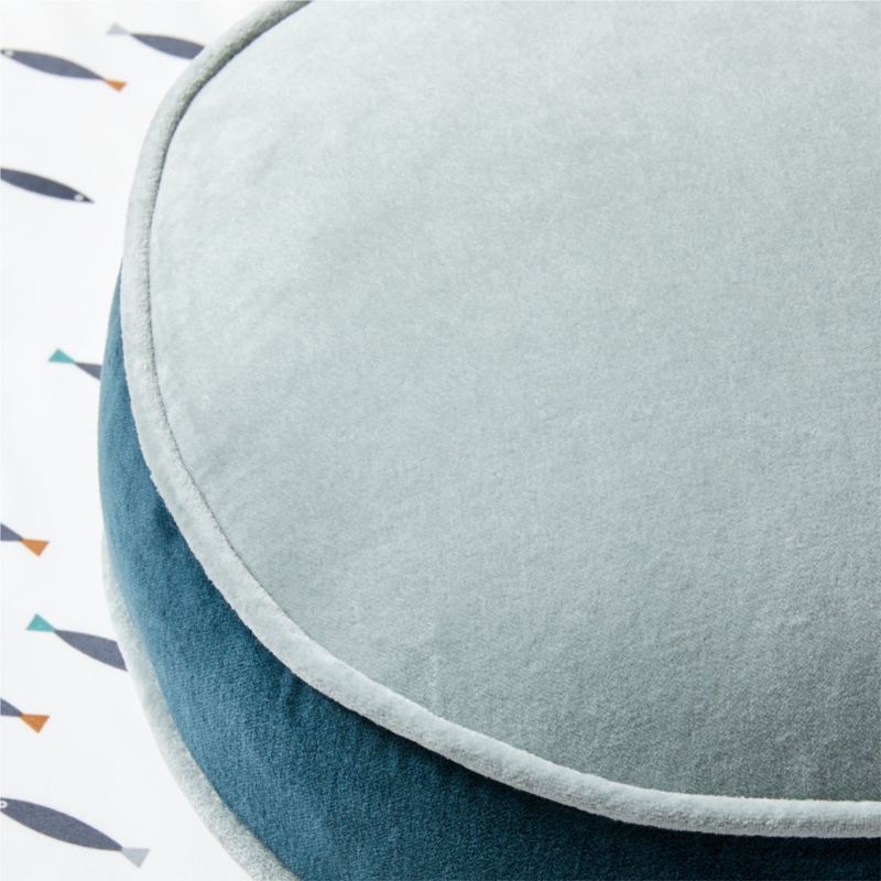 Harriet Round Light Teal Velvet Kids Throw Pillow - Image 3