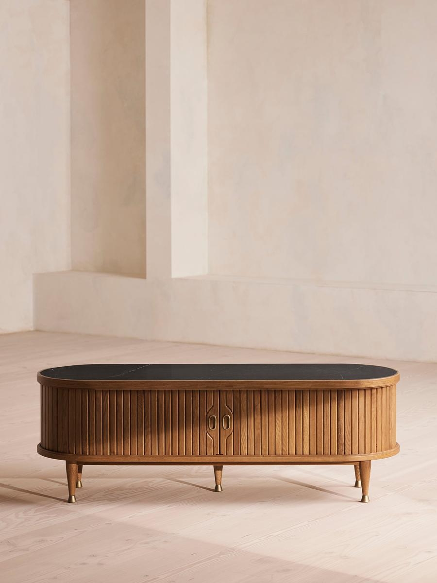 Nora Tambour Media Unit, Black Marquina Marble - Image 0