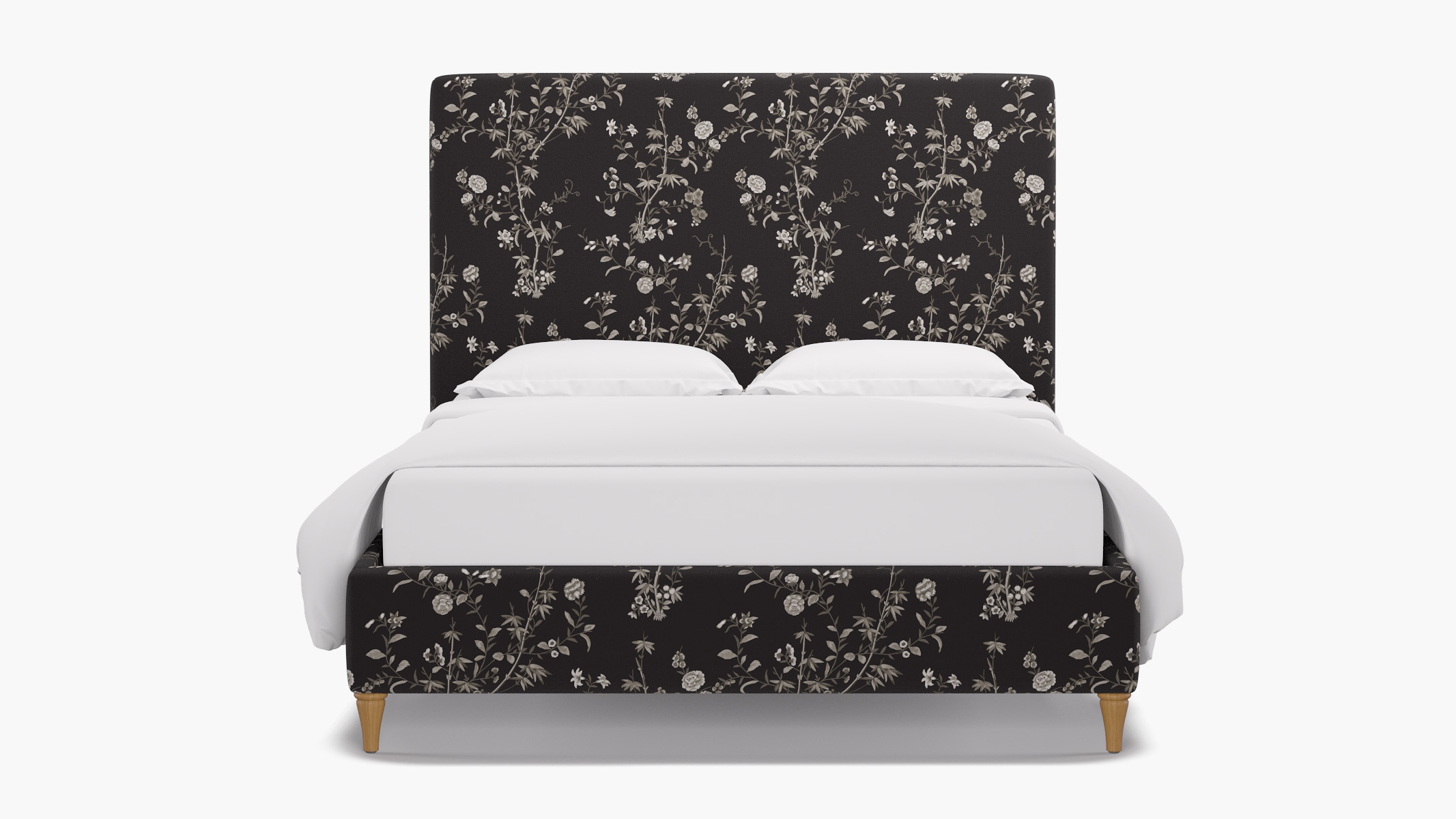 Classic Bed, Black Bamboo Garden, Natural Decorative Tapered Leg, Twin - Image 0