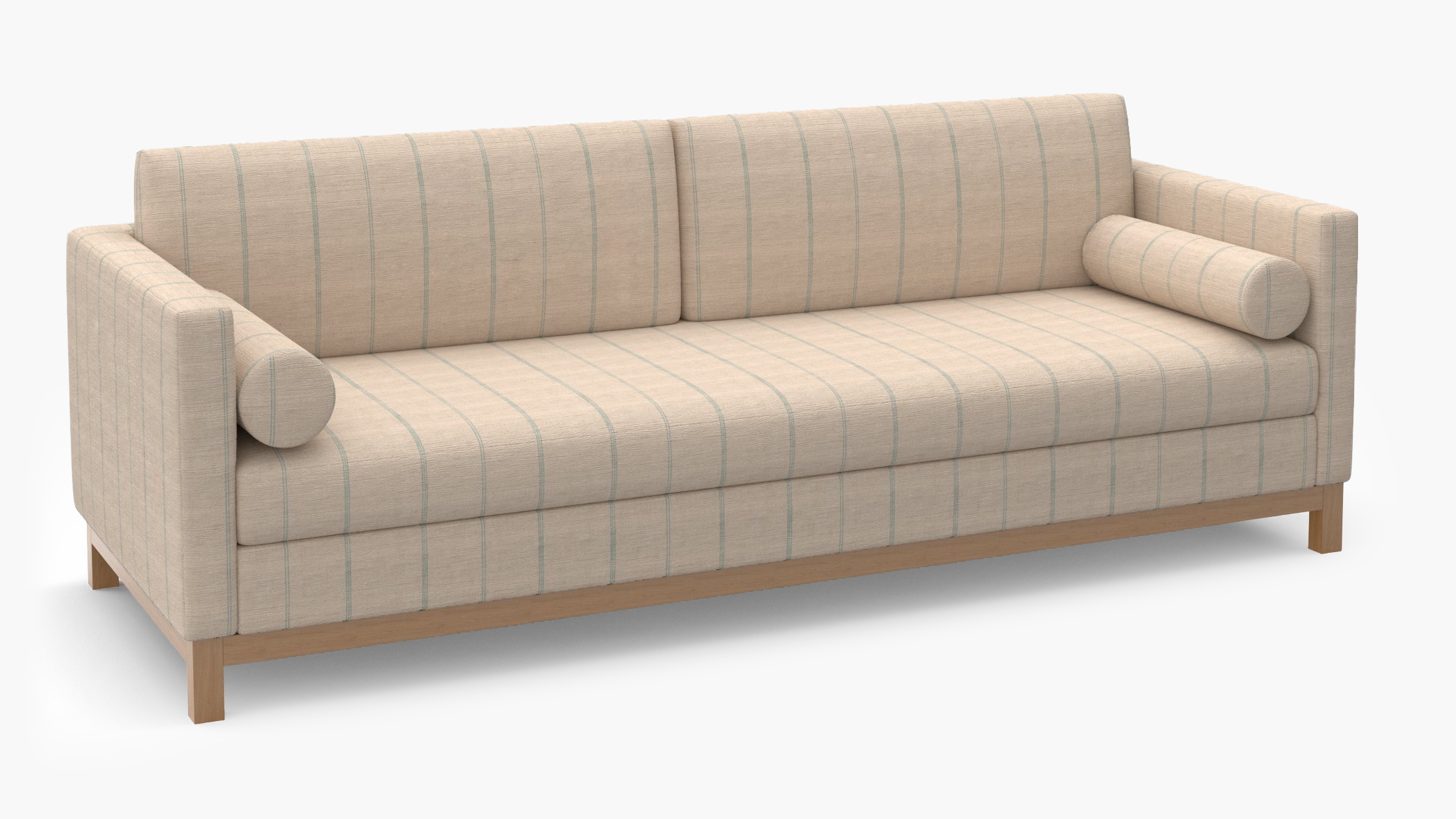 Tailored Tuxedo Sofa, Sky Felix, Natural Wood Rail - Image 1