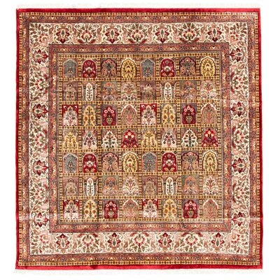 One-of-a-Kind Haizel Hand-Knotted New Age 7'9" x 8'2" Viscose Area Rug in Brown/Red - Image 0