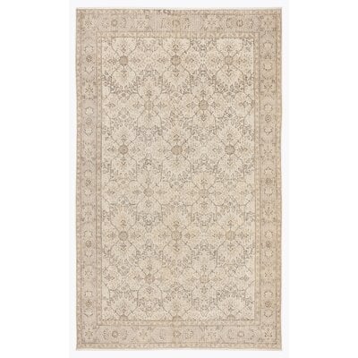 One-of-a-Kind Hand-Knotted 1960s Beige 5'11" x 9'8" Area Rug - Image 0