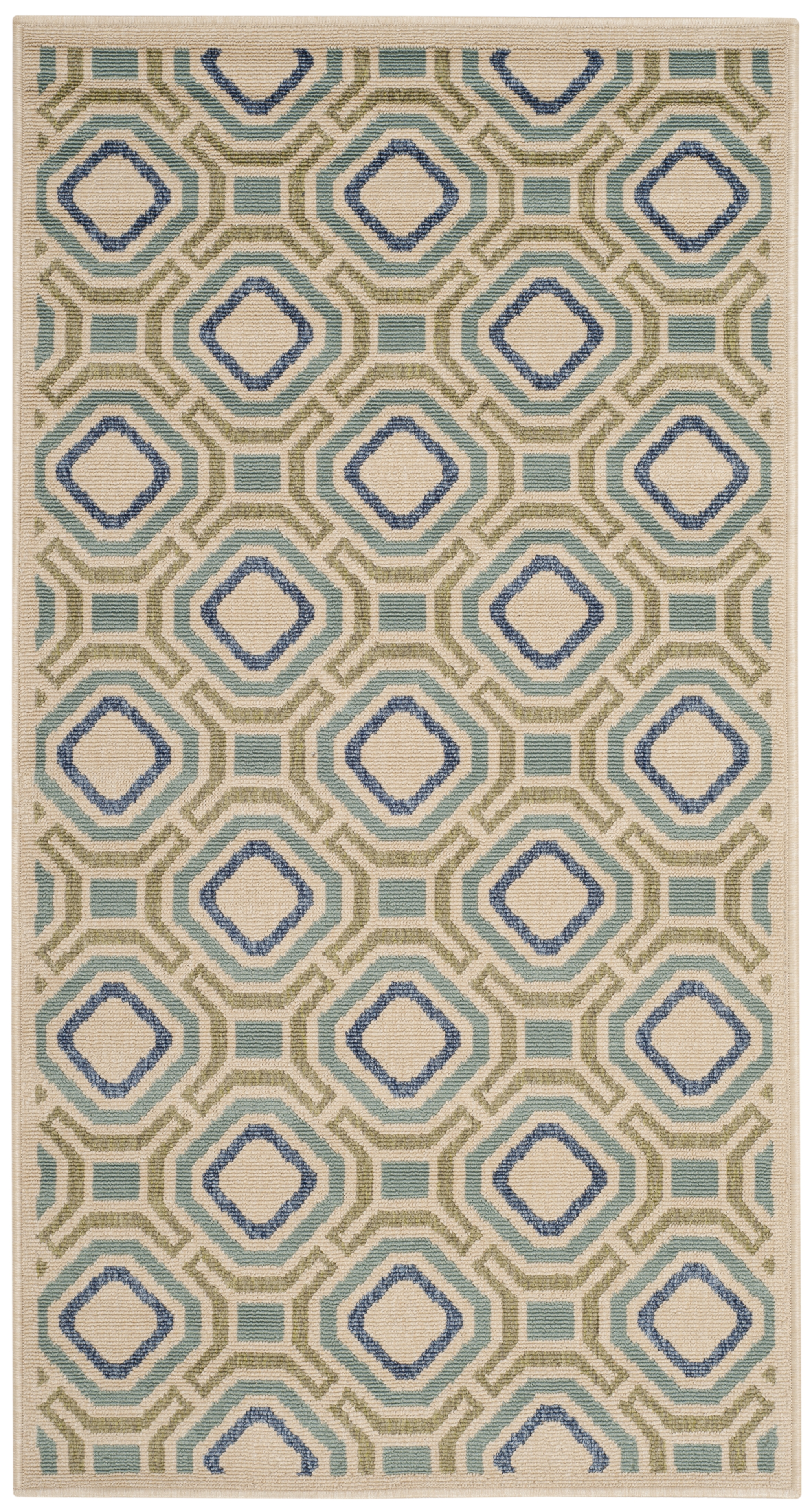 Arlo Home Indoor/Outdoor Woven Area Rug, VER089-0614, Cream/Green,  4' X 5' 7" - Image 0