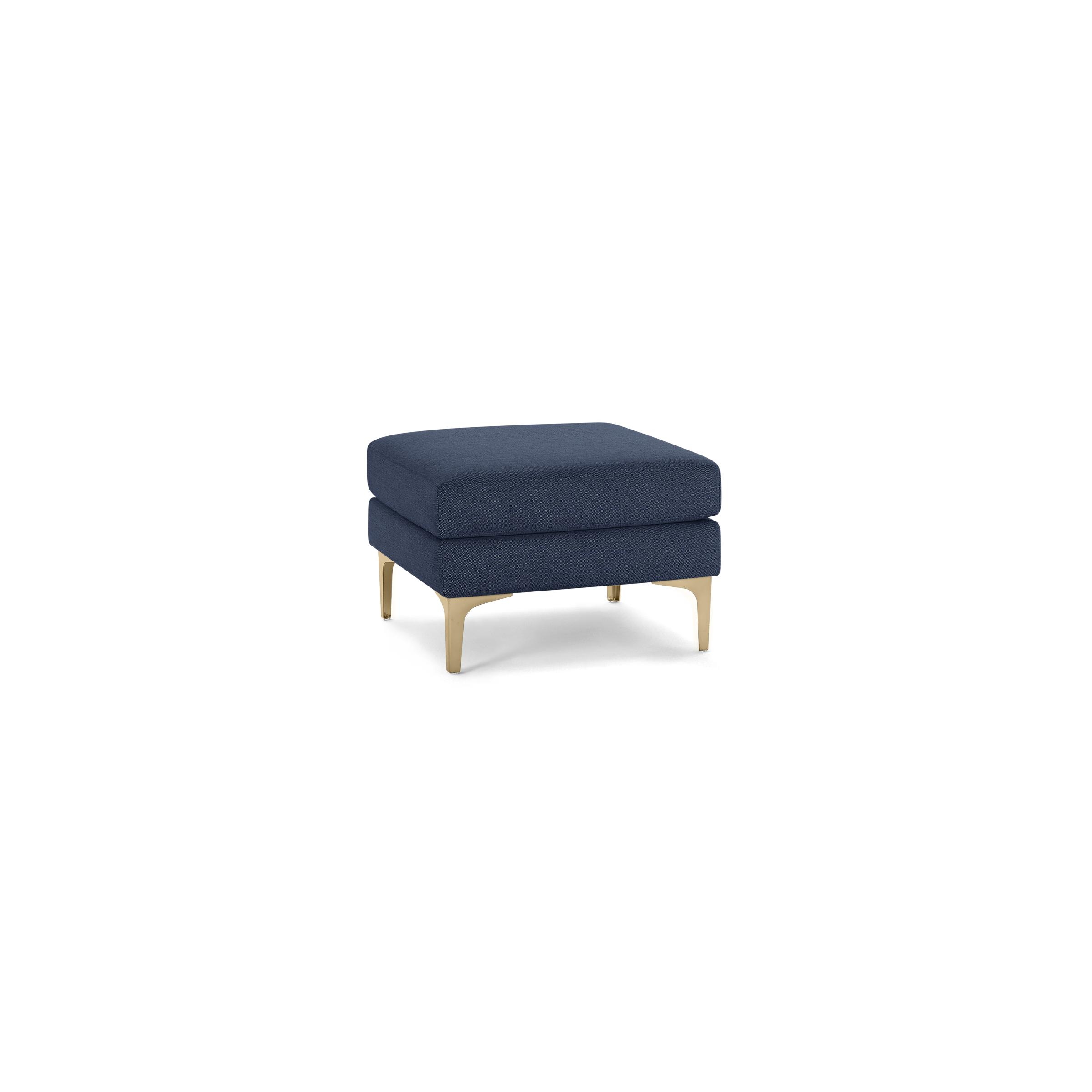 Nomad Ottoman - Navy Blue - Performance Basketweave / Brass - Metal - Image 0