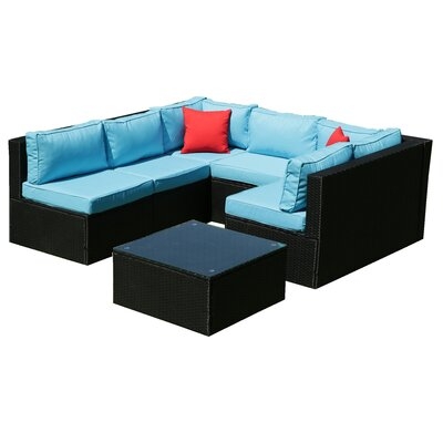 Patio 5 Piece Rattan Sectional Seating Group With Cushions - Image 0