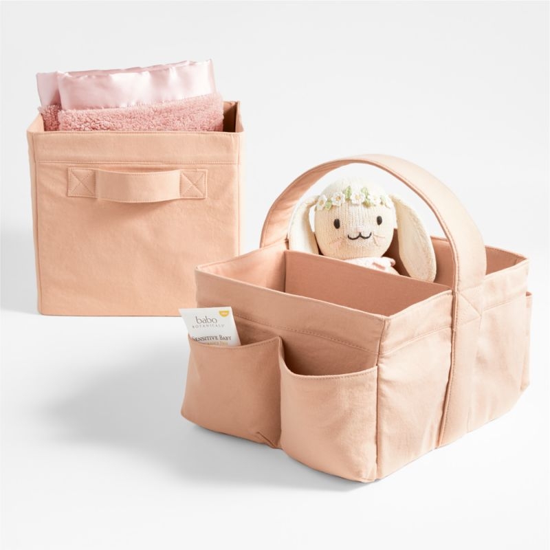 Elegant Pink Cotton Storage Shelf Bin - Image 2