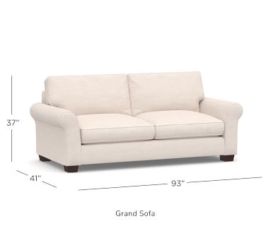 PB Comfort Roll Arm Upholstered Grand Sofa 93", Box Edge Down Blend Wrapped Cushions, Performance Heathered Basketweave Navy - Image 3