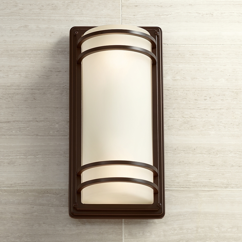 Habitat 16" High Bronze and Opal Glass Modern Wall Sconce - Image 0