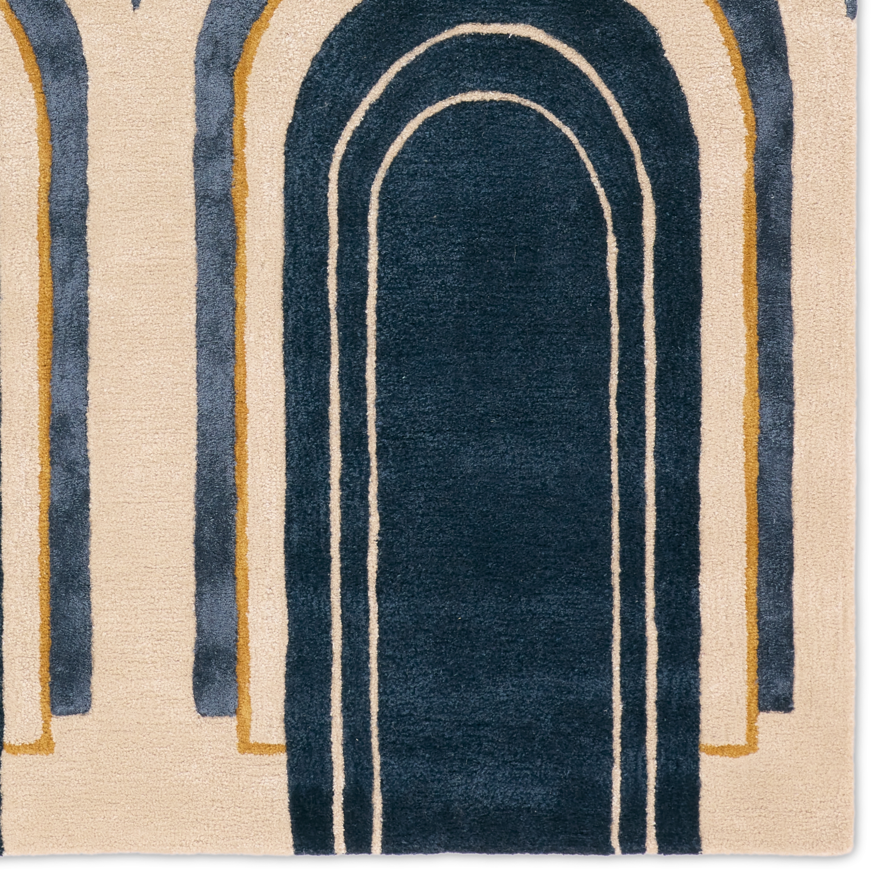 Partition ICO16 Handmade Abstract Blue and Cream Area Rug (10'x14') - Image 3